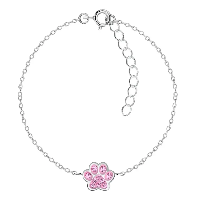 Pfote pink Kinderarmband aus Silber - Little Ones