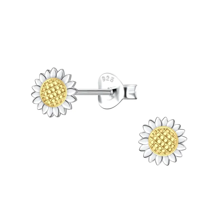 Blumen Ohrringe in Silber mit vergoldetem Silber - Little Ones
