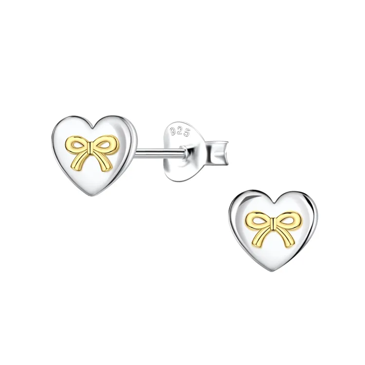 Herz Kinderohrringe in Silber mit vergoldetem Silber - Little Ones