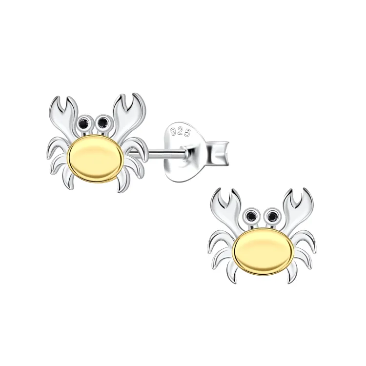 Krabbe Kinderohrringe in Silber mit vergoldetem Silber - Little Ones
