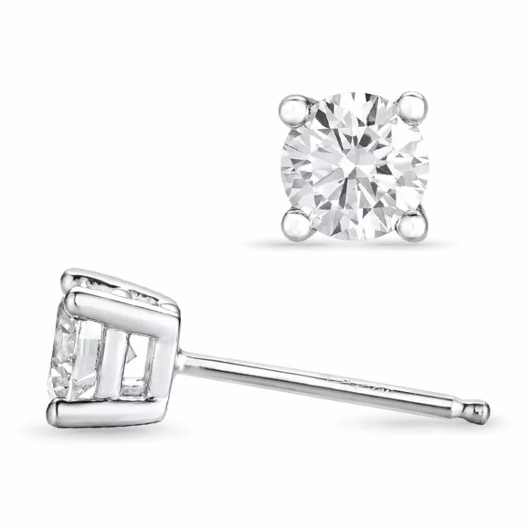 2 x 0,40 ct lab grown Diamant Weißgold Solitärohrstecker in 14 Karat Weißgold mit lab grown Diamant 