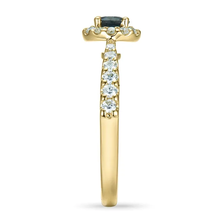 runder Saphir Rosettenring in 14 Karat Gold 0,31 ct 0,45 ct