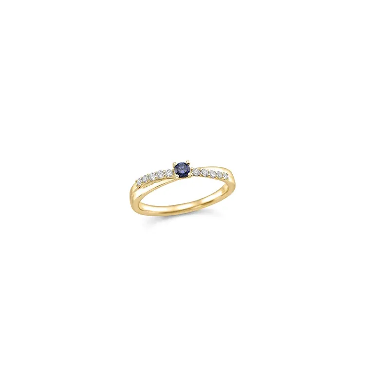 Kollektionsmuster blauem Saphir Ring in 14 Karat Gold 0,15 ct 