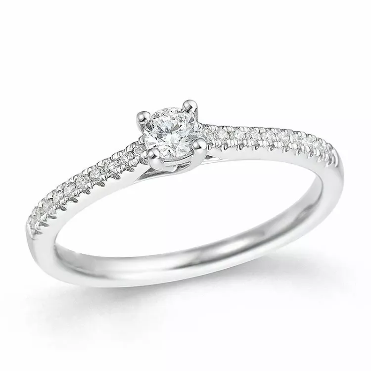 runder Diamant Weißgold Ring in 14 Karat Weißgold 0,15 ct 0,10 ct