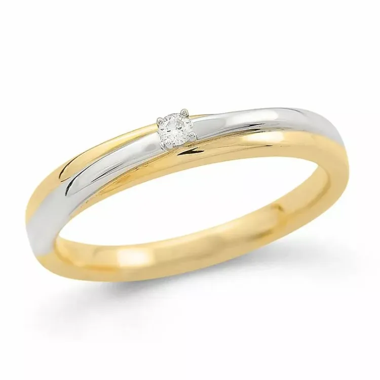 Diamantring in 14 Karat Gold- und Weißgold 0,04 ct