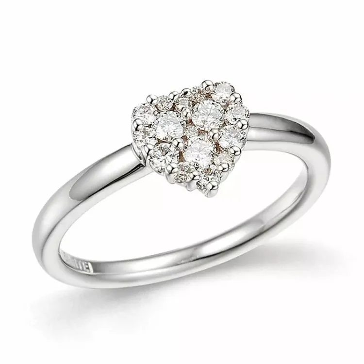 Eng herz diamant ring in 14 karat weißgold 0,34 ct