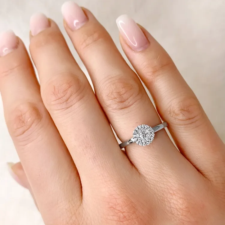 runder Diamant Ring in 14 Karat Weißgold 0,11 ct 0,192 ct