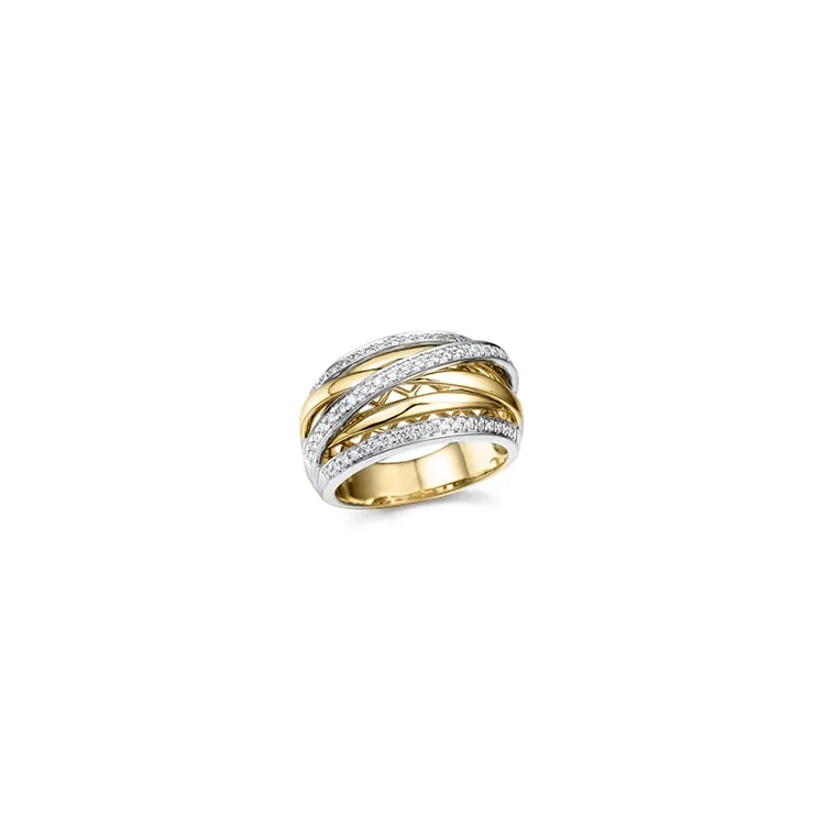 breit Diamantring in 14 Karat Gold- und Weißgold 0,35 ct