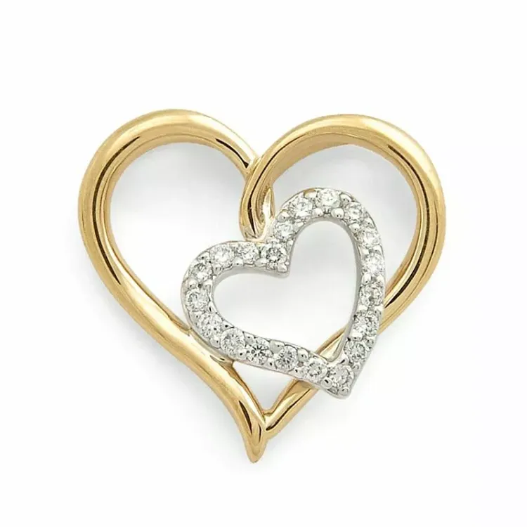 Herz Diamantanhänger in 14 karat Gold- und Weißgold 0,16 ct