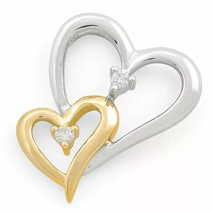 Herz Diamantanhänger in 14 karat Gold- und Weißgold 0,04 ct
