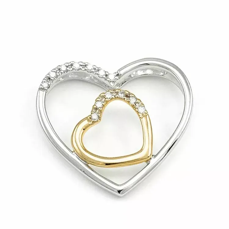 Herz Diamantanhänger in 14 karat Gold- und Weißgold 0,05 ct