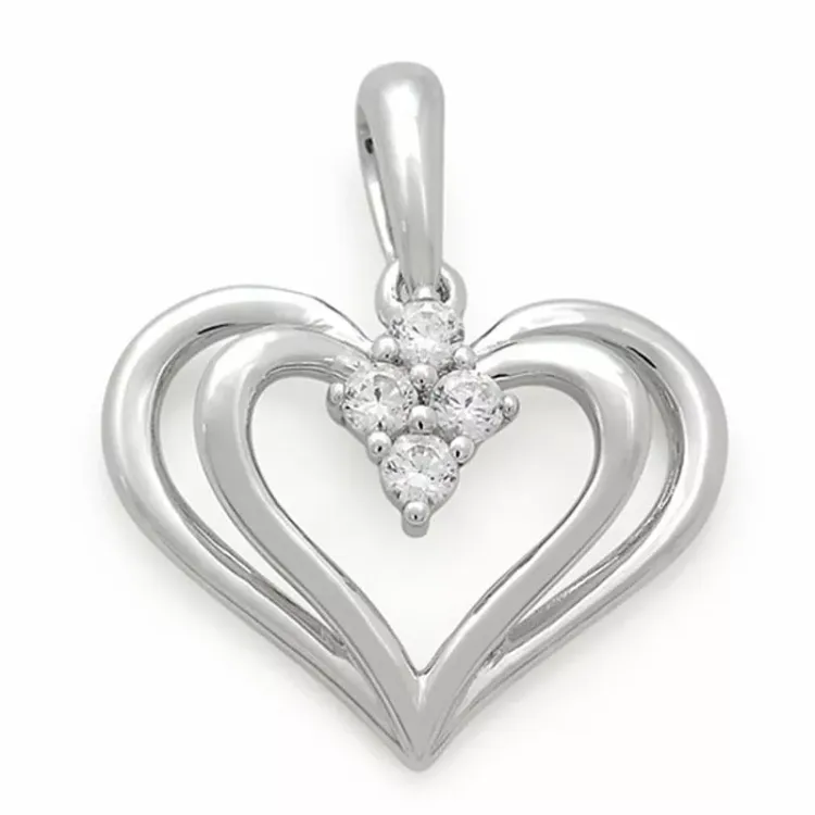 Herz Diamantanhänger in 14 karat Weißgold 0,12 ct