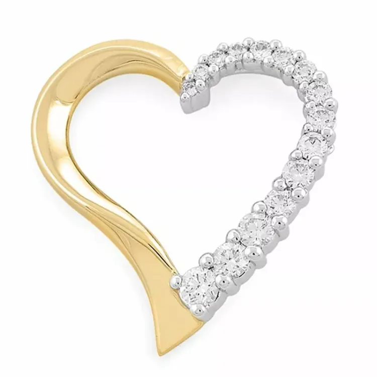großer Herz Diamantanhänger in 14 karat Gold- und Weißgold 0,37 ct