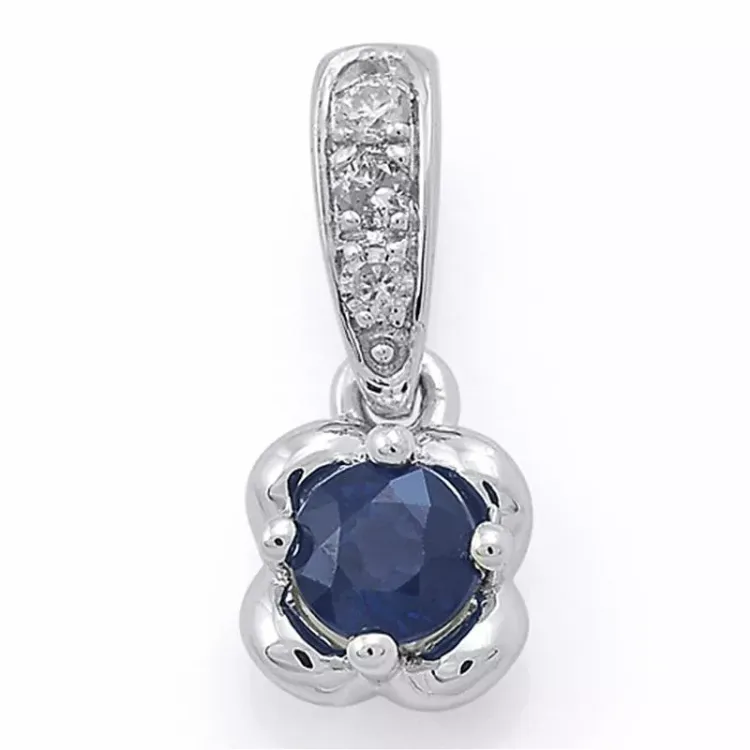Saphir Diamantanhänger in 14 karat Weißgold 0,23 ct 0,03 ct