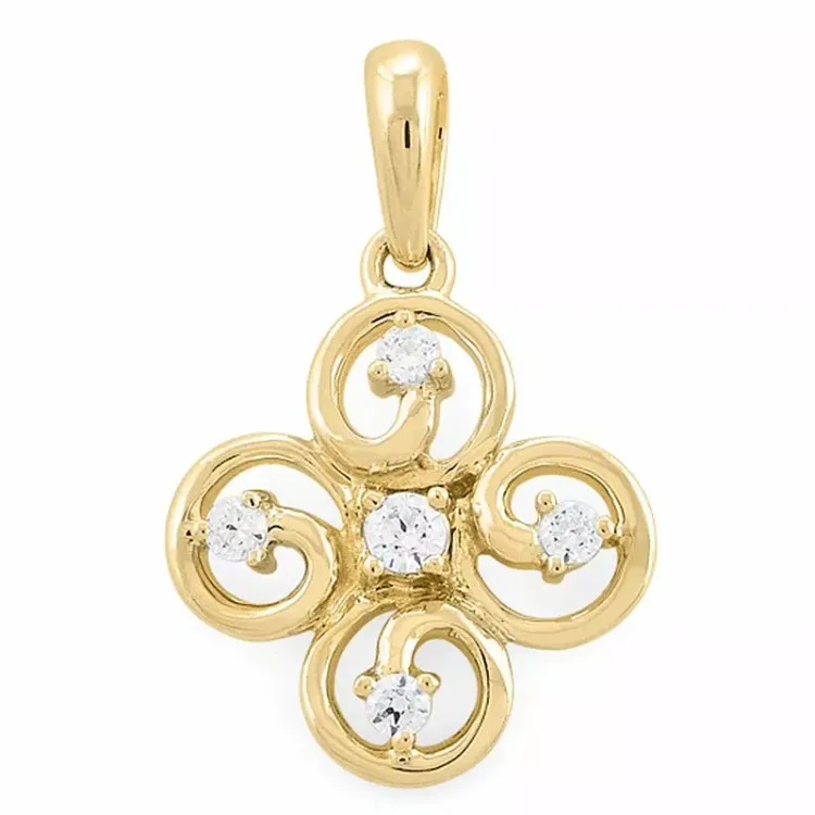 Trendy Kleeblatt Diamantanhänger in 14 karat Gold 0,18 ct