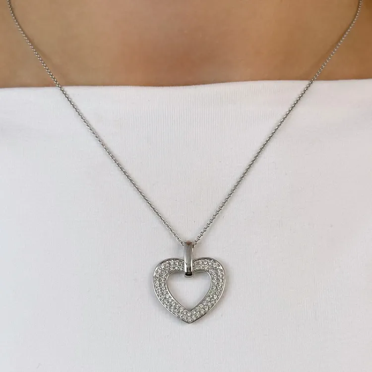 Herz Diamant Anhänger in 14 karat Weißgold 0,502 ct