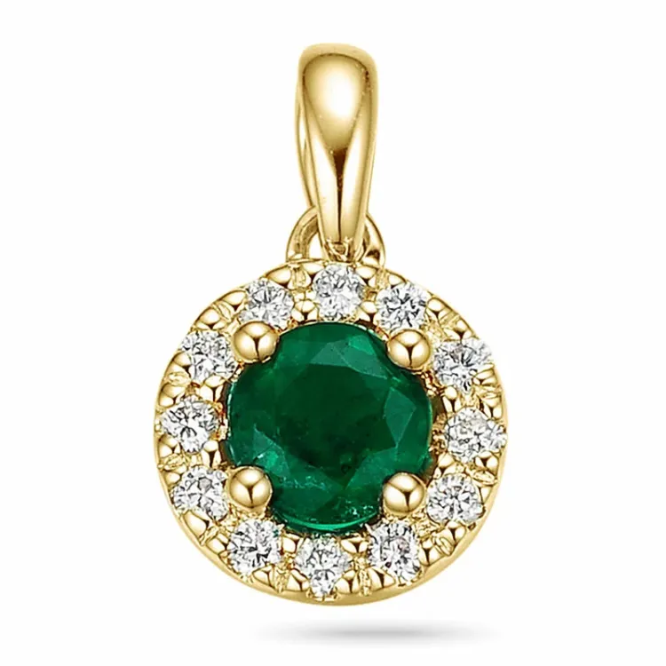 Smaragd Diamantanhänger in 14 karat Gold 0,35 ct 0,12 ct