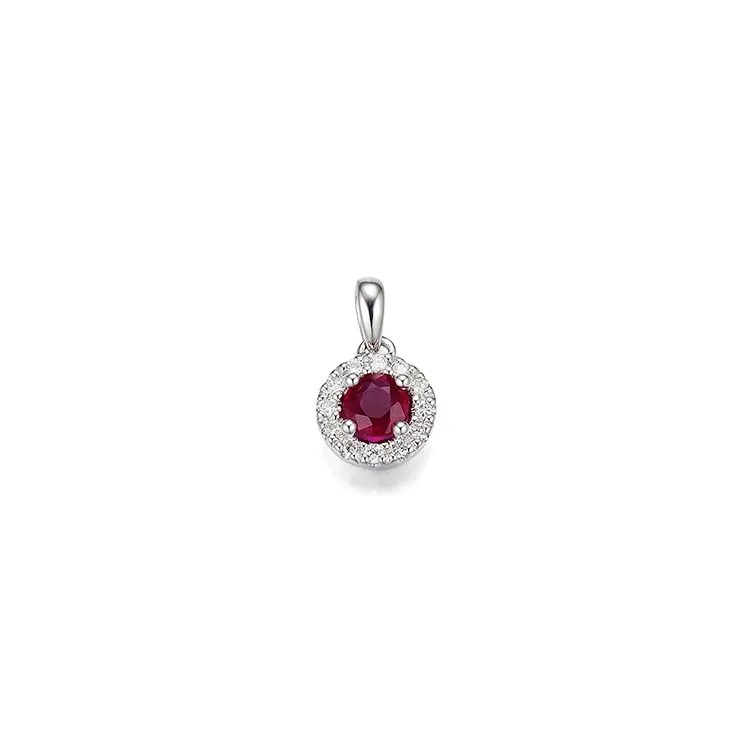 Rubin Diamantanhänger in 14 karat Weißgold 0,45 ct 0,12 ct
