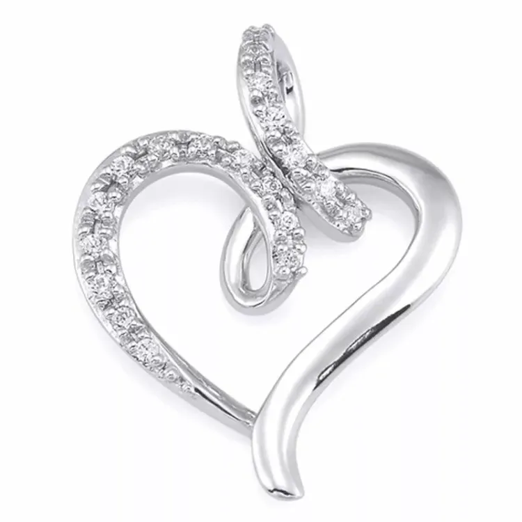 Herz Diamantanhänger in 14 karat Weißgold 0,12 ct