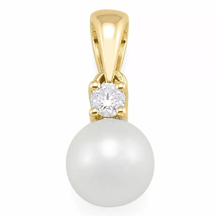 Perle Diamantanhänger in 14 karat Gold 0,05 ct