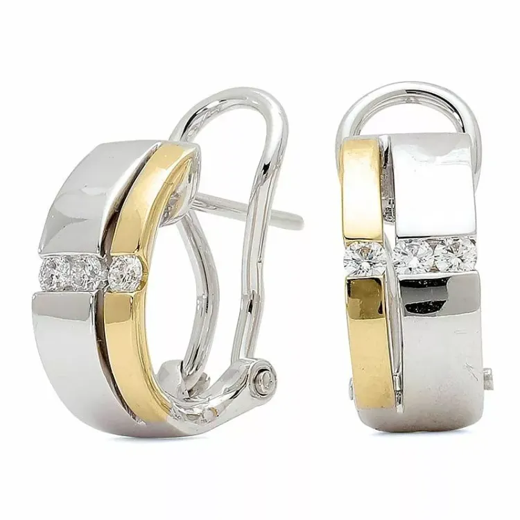 Runden Diamant Kreole in 14 Karat Gold und Weißgold mit Diamanten