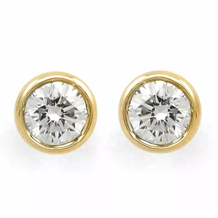 runden Diamant Solitärohrstecker in 14 Karat Gold mit Diamant 