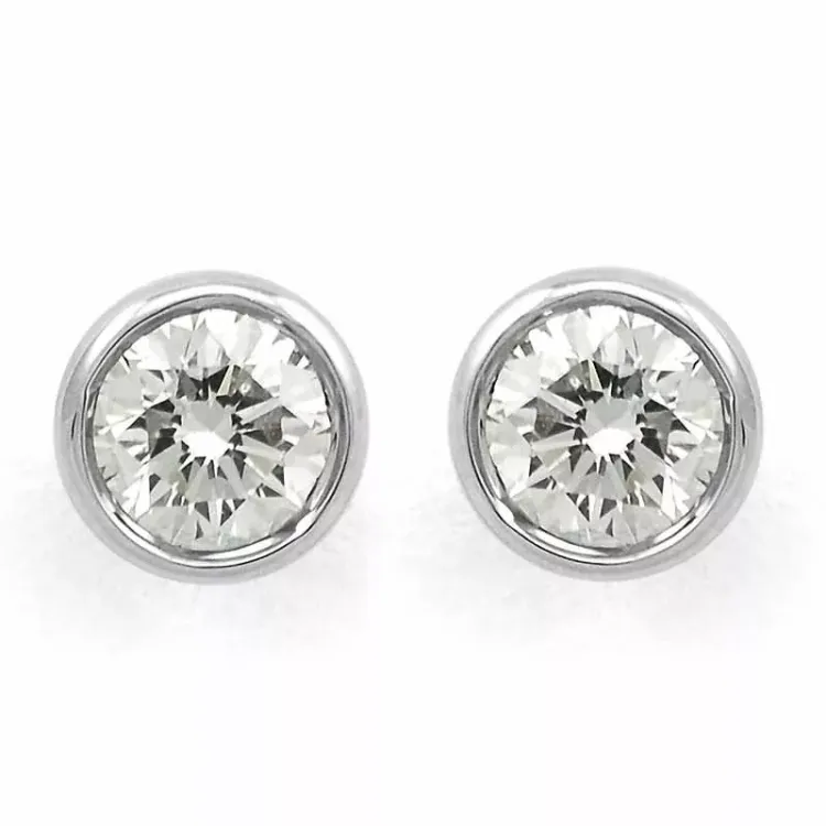 runden Diamant Solitärohrstecker in 14 Karat Weißgold mit Diamant 