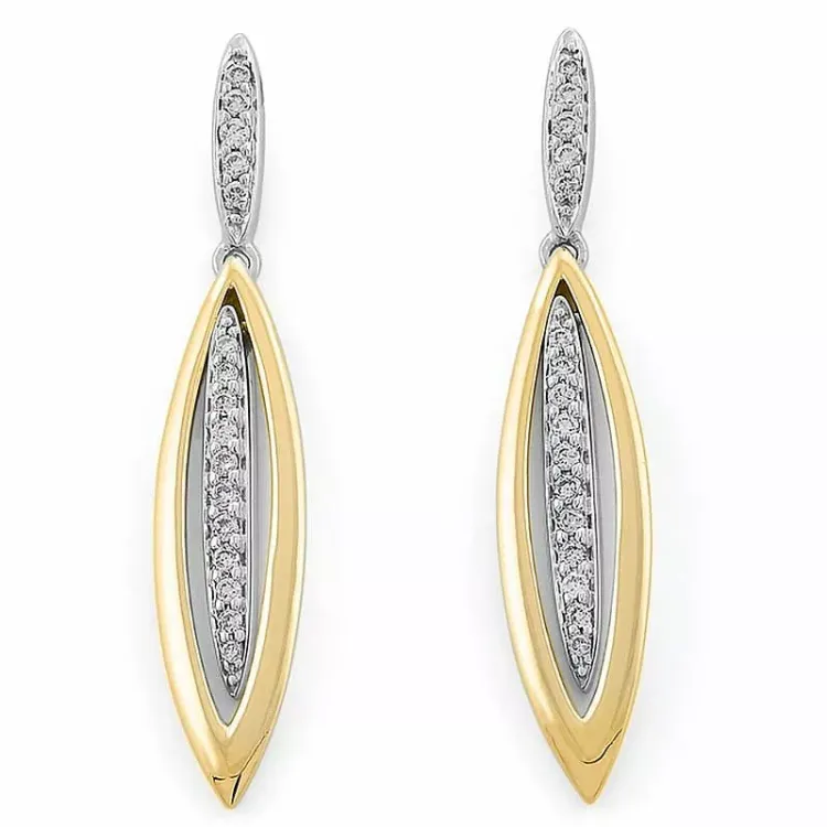 Diamant Ohrstecker in 14 Karat Gold und Weißgold mit Diamant 