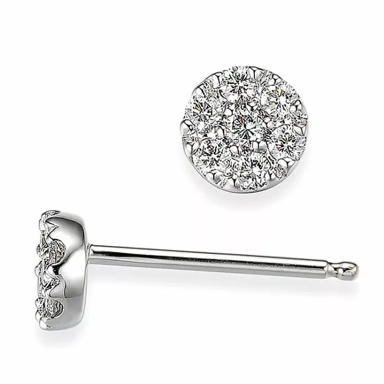 runden Diamantohrringe in 14 Karat Weißgold mit Diamant