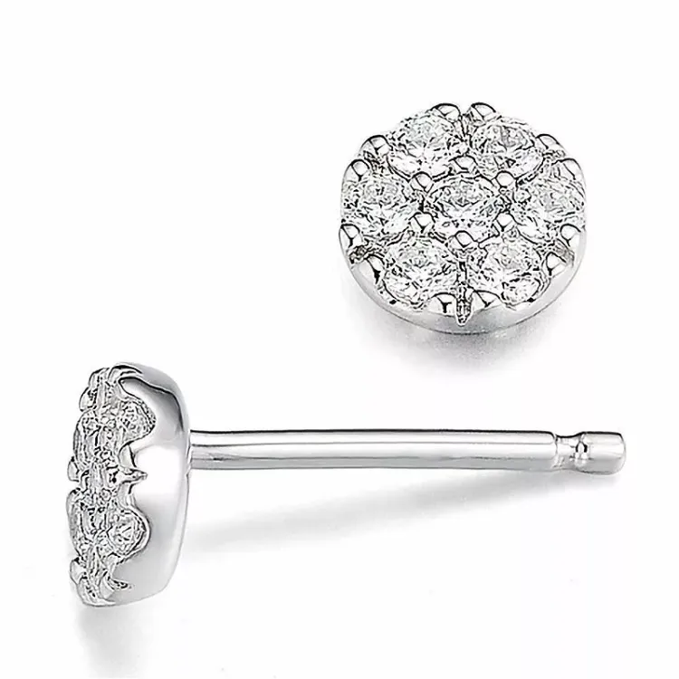 runden Diamantohrringe in 14 Karat Weißgold mit Diamant