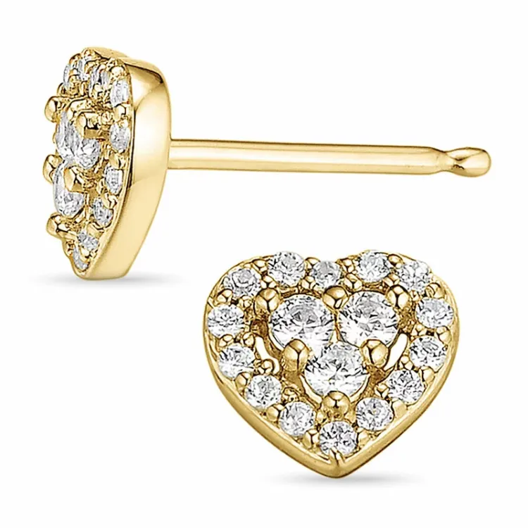 Herz Diamantohrringe in 14 Karat Gold mit Diamanten