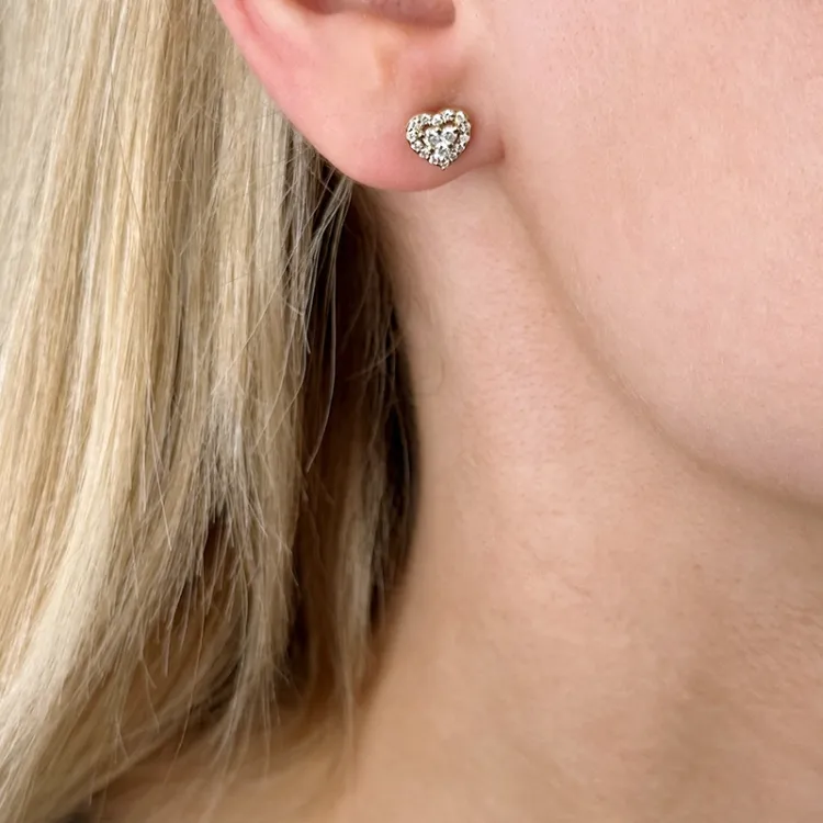 Herz Diamantohrringe in 14 Karat Gold mit Diamanten