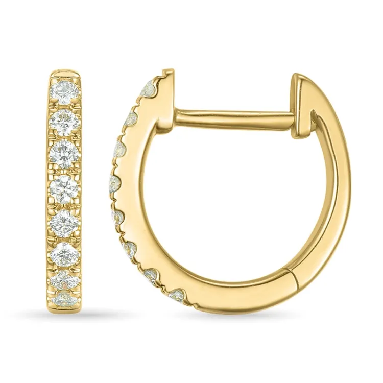 12,5 mm Diamant Kreole in 14 Karat Gold mit Diamant 