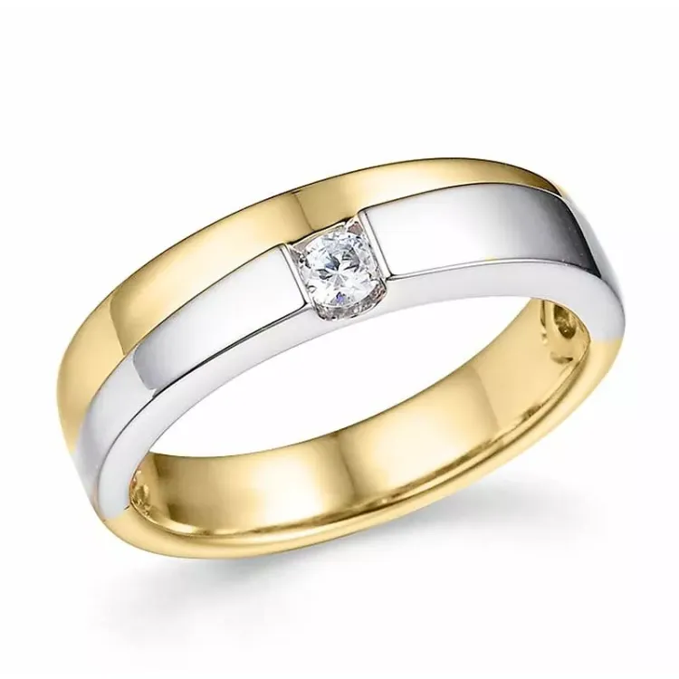 abstraktem Diamant Ring in 14 Karat Gold- und Weißgold 0,1 ct