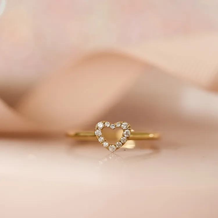 Diamant Herzring in 14 Karat Gold 0,102 ct