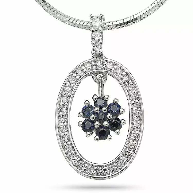 Saphir Diamantanhänger in 14 karat Weißgold 0,28 ct 0,30 ct