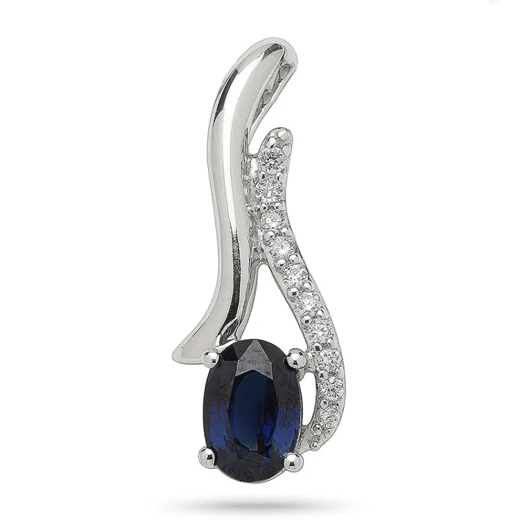 Saphir Diamantanhänger in 14 karat Weißgold 0,05 ct 0,65 ct