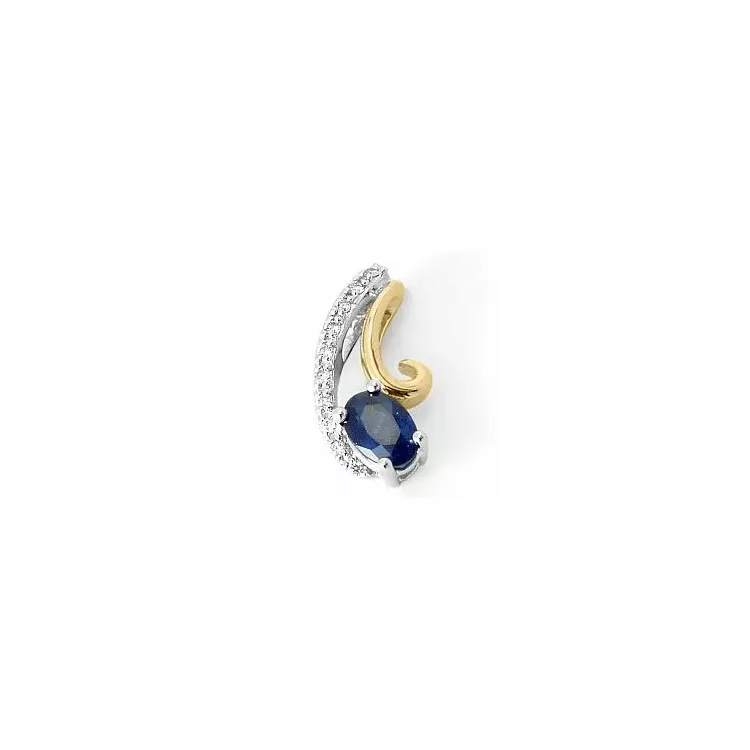 abstraktem Saphir Diamantanhänger in 14 karat Gold- und Weißgold 0,05 ct 0,65 ct
