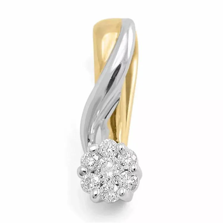 runder Diamantanhänger in 14 karat Gold- und Weißgold 0,05 ct