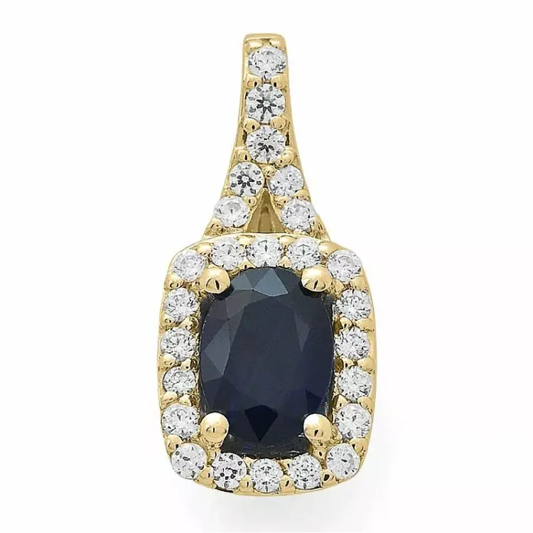 viereckigem Saphir Diamantanhänger in 14 karat Gold 0,30 ct 1,05 ct