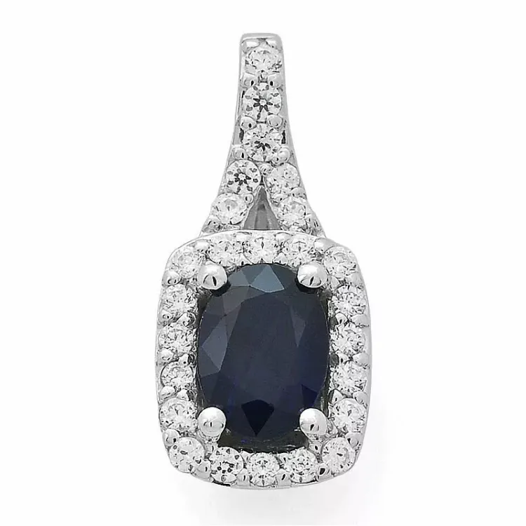 Großer viereckigem saphir diamantanhänger in 14 karat weißgold 0,30 ct 1,05 ct