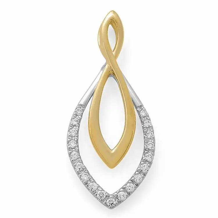 Großer abstraktem Diamantanhänger in 14 karat Gold- und Weißgold 0,15 ct