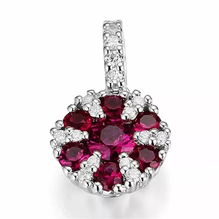 Rubin Anhänger in 14 karat Weißgold 0,089 ct 0,68 ct