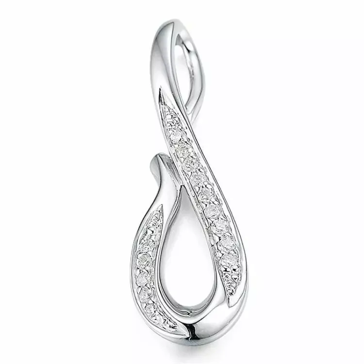 abstraktem Diamant Anhänger in 14 karat Weißgold 0,1 ct