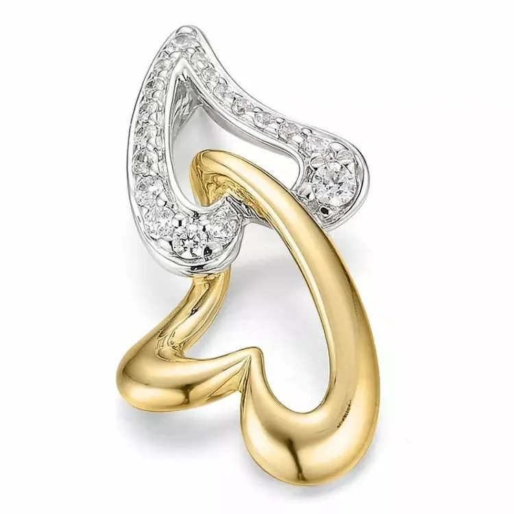 Herz Diamant Anhänger in 14 karat Gold- und Weißgold 0,238 ct