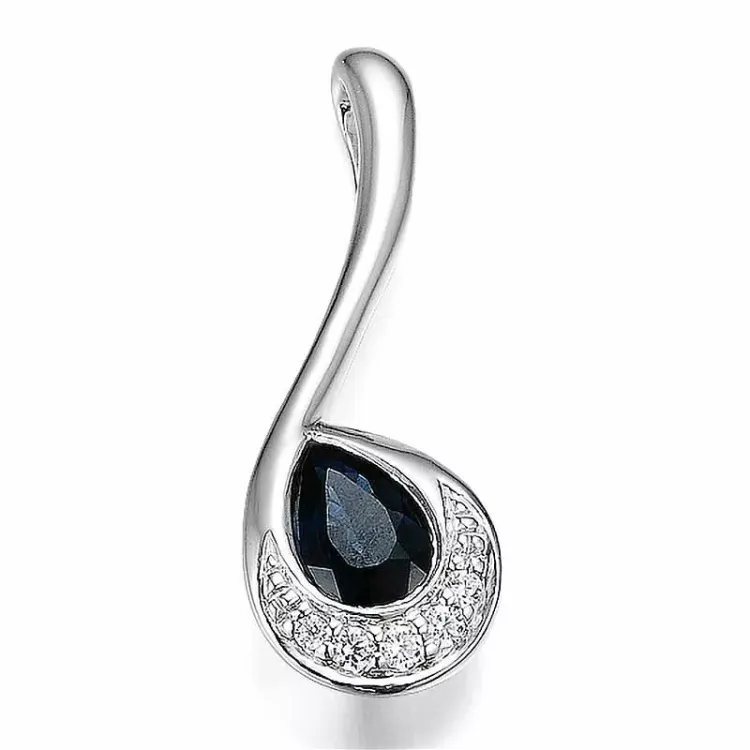 Saphir Diamantanhänger in 14 karat Weißgold 0,039 ct