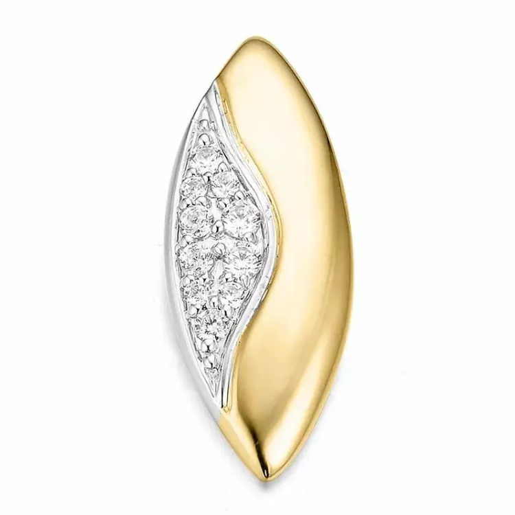 Ovaler Diamant Anhänger in 14 karat Gold- und Weißgold 0,214 ct