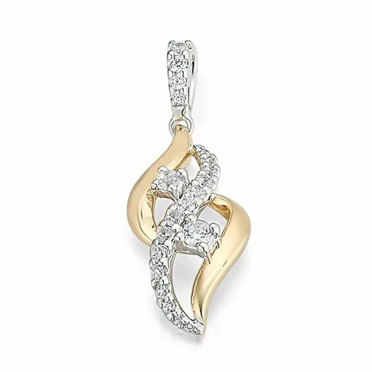 abstraktem Diamantanhänger in 14 karat Gold- und Weißgold 0,25 ct