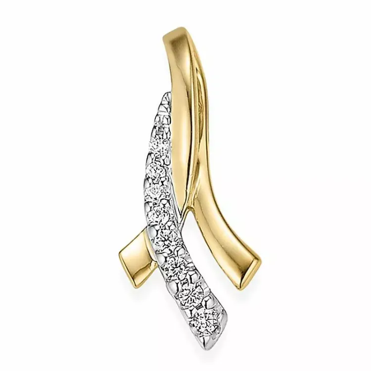abstraktem Diamant Anhänger in 14 karat Gold- und Weißgold 0,05 ct
