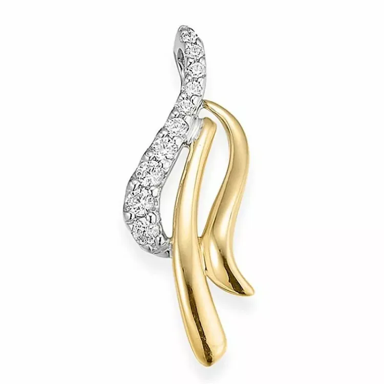 abstraktem Diamant Anhänger in 14 karat Gold- und Weißgold 0,1 ct